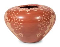 Sgraffito Redware Pottery Jar
