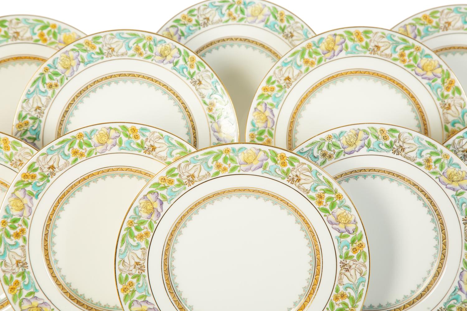 A Set of Twelve Davis, Collamore & Co. Minton Porcelain Dinner Plates
