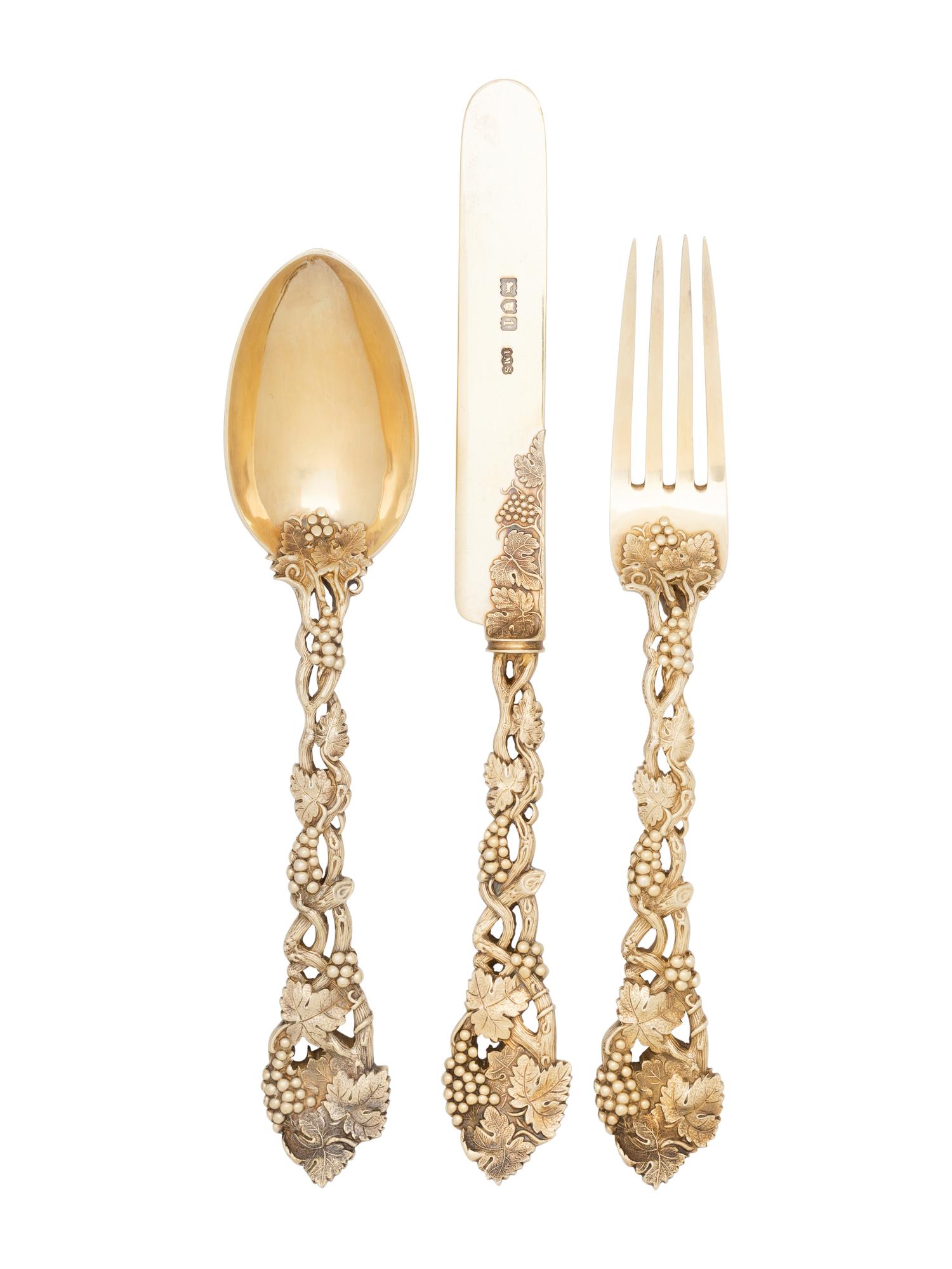 An English Silver-Gilt Dessert Service