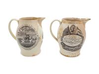Two Herculaneum Transfer-Decorated Pottery Commemorative Jugs