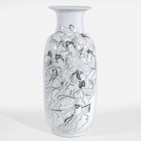 A large and unusual Chinese engraved porcelain "Xiannv wu yue" vase 仙女舞乐瓷瓶 Late 20th/21st century ????????????