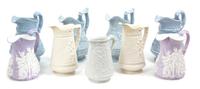 A Collection of English Salt Glaze Stoneware Pitchers Height of largest 11 inches. — 20TH CENTURY