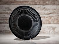 Blackware Pottery Plate, with Repeating Feathers 1943-1956