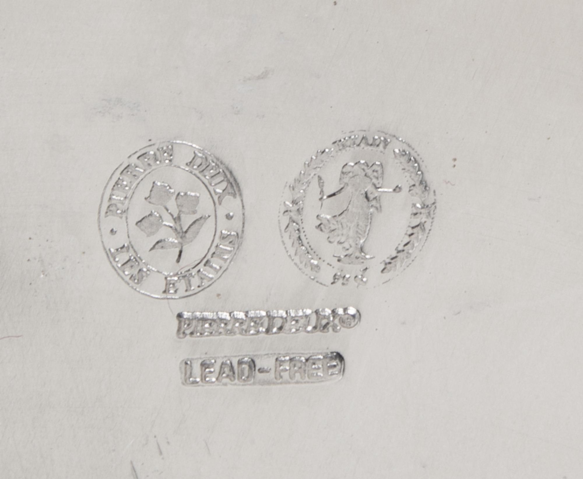 A Set of Six French Pewter Dinner Plates Diameter 12 1/4 inches. — PIERRE DEUX