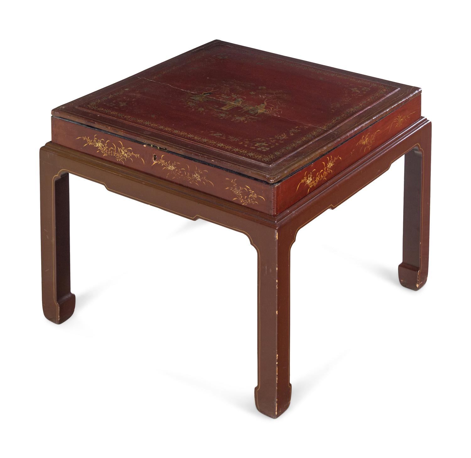 APPROVED FOR DONATION A Chinese Export Lacquer Box on a Later Stand