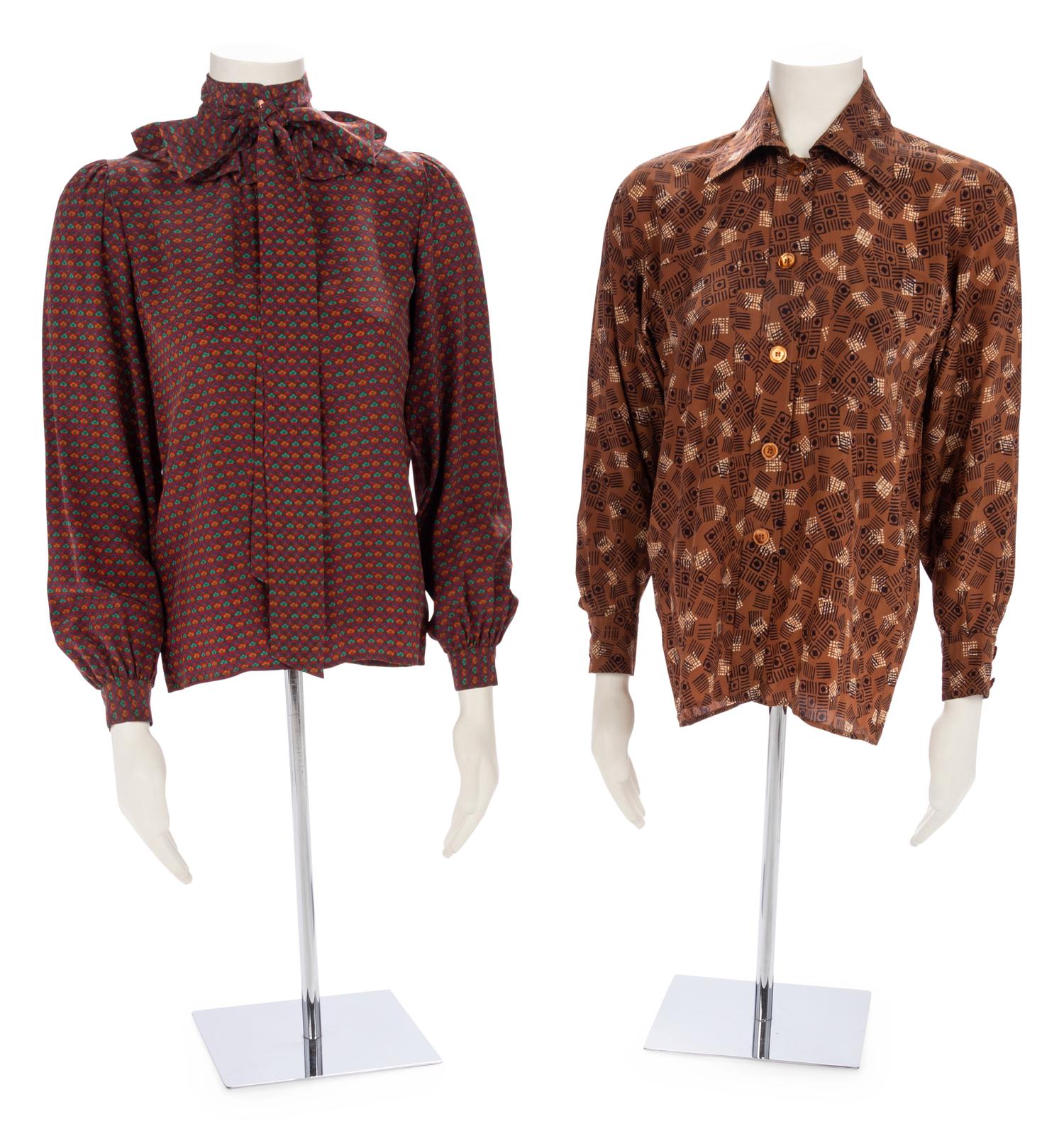 Collection of Six Vintage Designer Blouses, 1970-90s