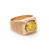 TREATED FANCY DEEP YELLOW DIAMOND RING