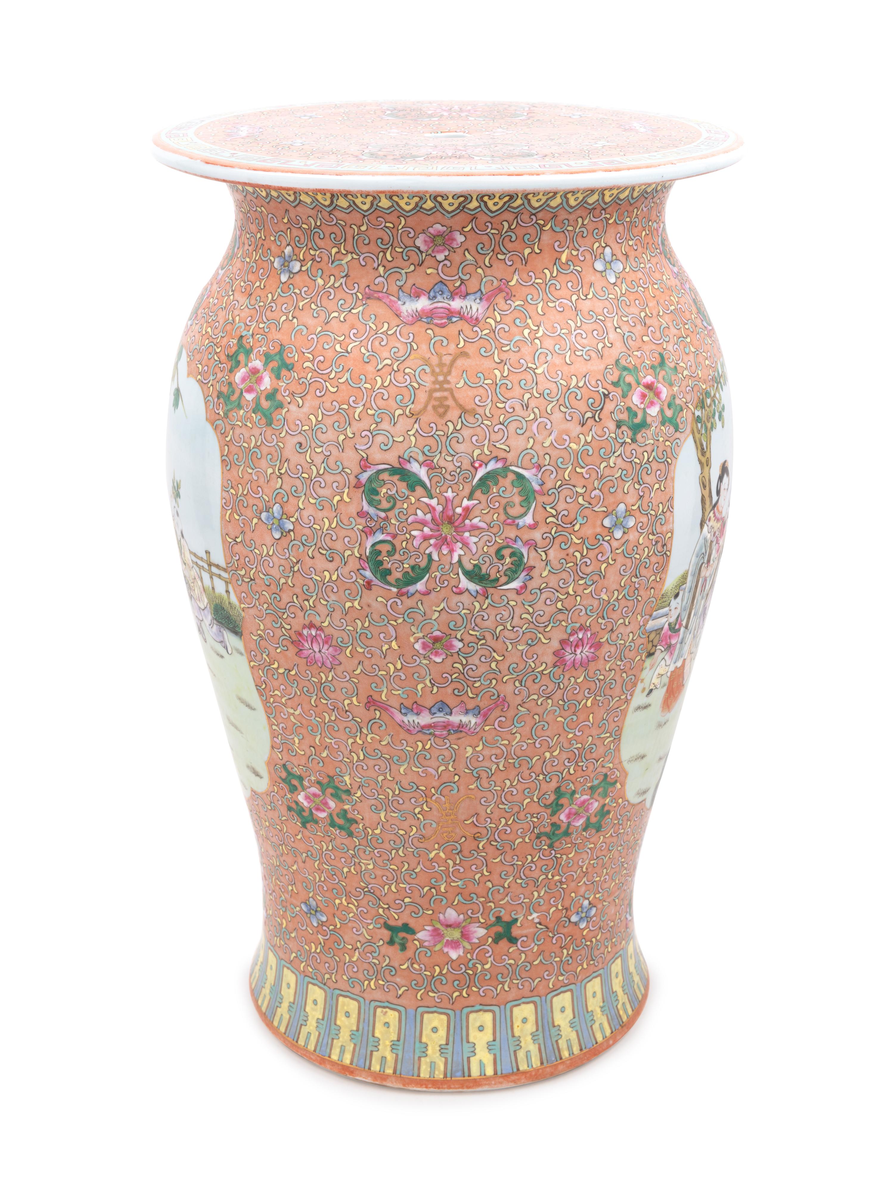 A Famille Rose Porcelain Garden Seat