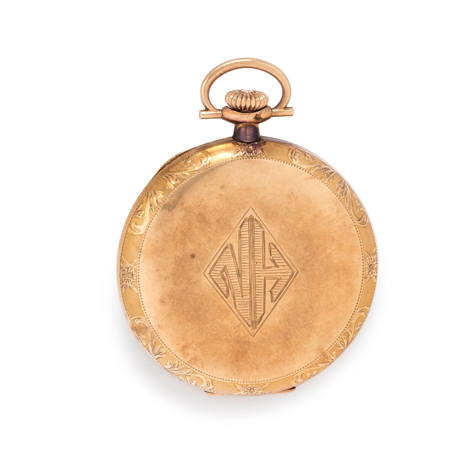 ELGIN, 14K YELLOW GOLD OPEN FACE POCKET WATCH