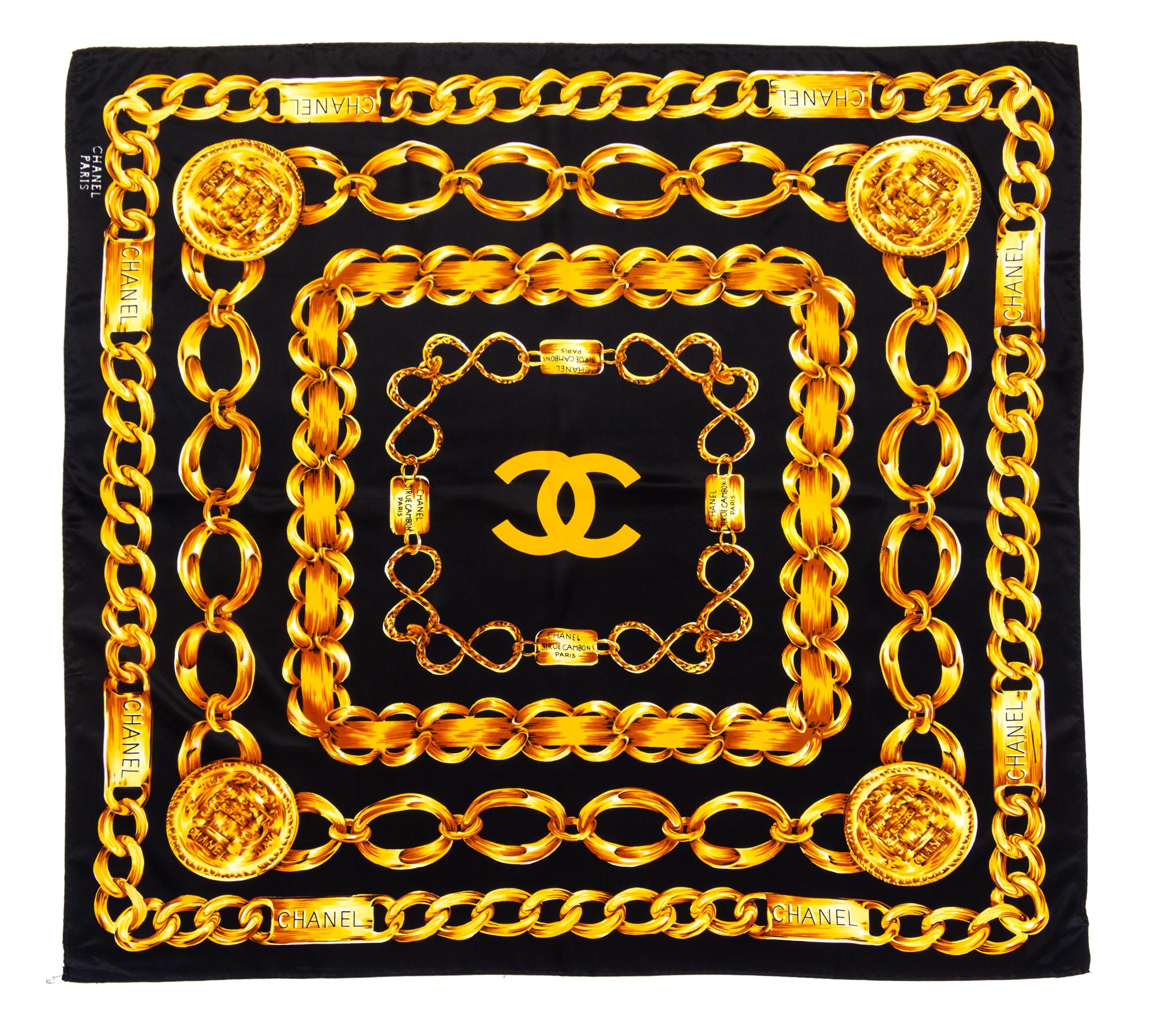 A Chanel Silk Scarf, 34" x 34".