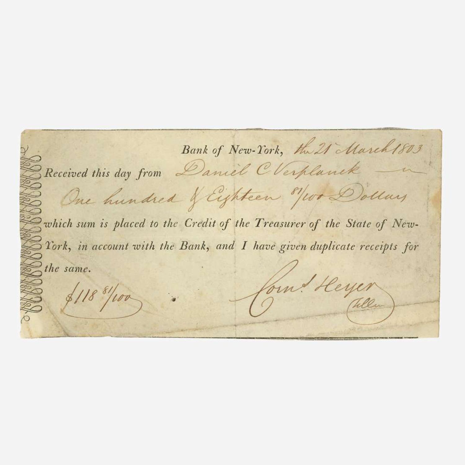 [Hamilton, Alexander] [First Bank of the United States] Manuscript Promissory Note