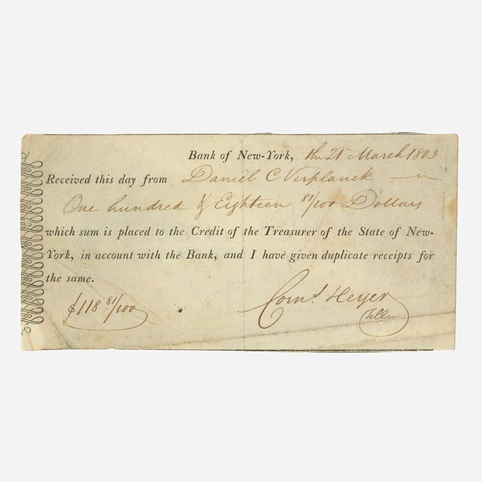 [Hamilton, Alexander] [First Bank of the United States] Manuscript Promissory Note