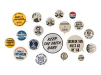 [CIVIL RIGHTS]. A group of 17 pinbacks mostly related to religious figures, politicians, and racial injustice, incl. "Free the Scottsboro Boys."