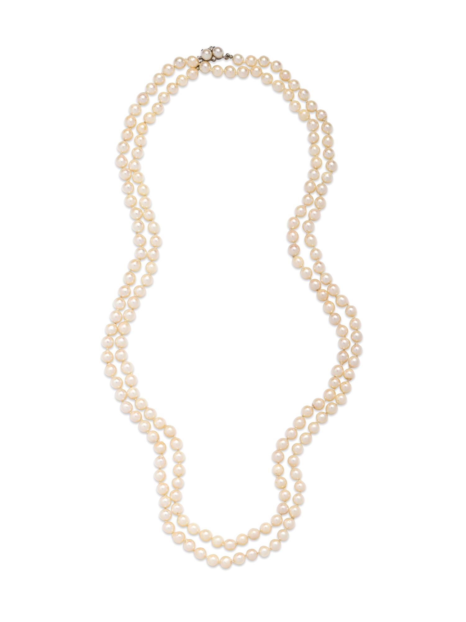 CULTURED PEARL AND DIAMOND NECKLACE