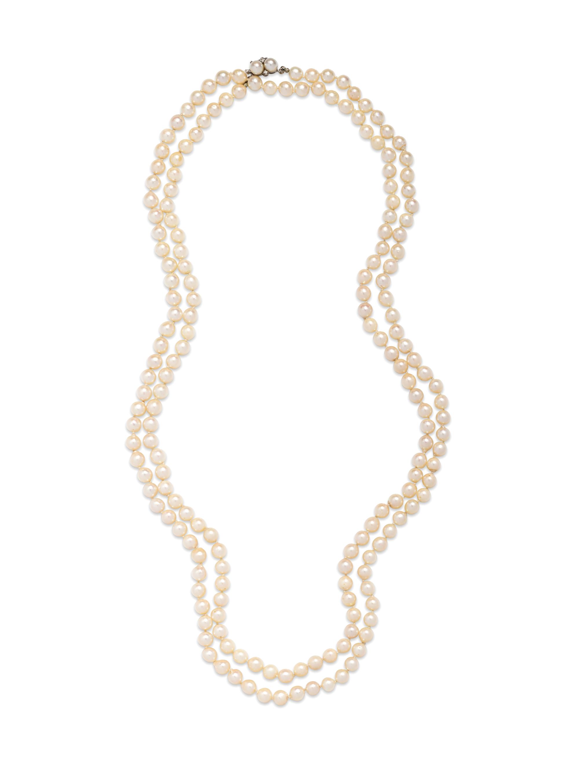CULTURED PEARL AND DIAMOND NECKLACE