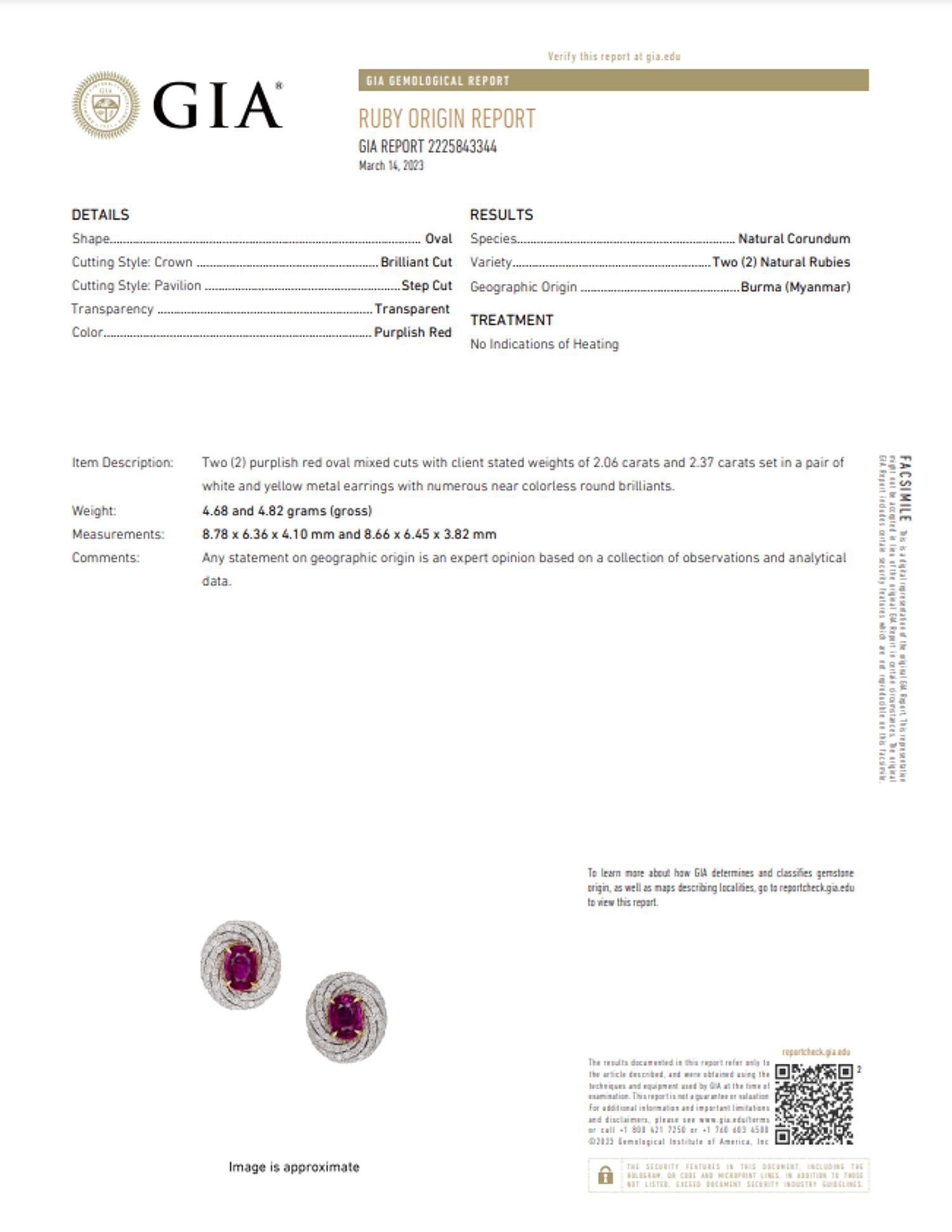 UNHEATED BURMESE RUBY AND DIAMOND EARRINGS