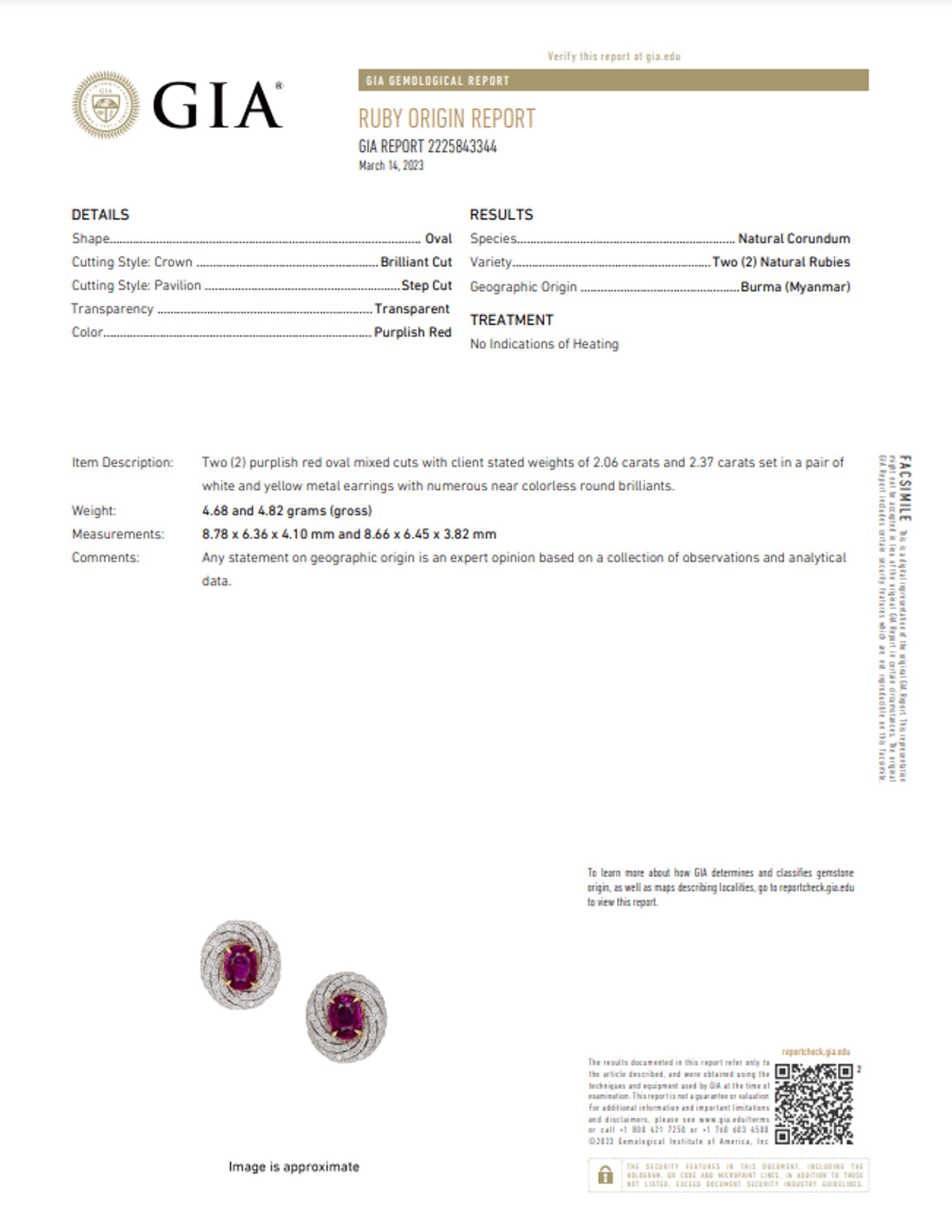 UNHEATED BURMESE RUBY AND DIAMOND EARRINGS