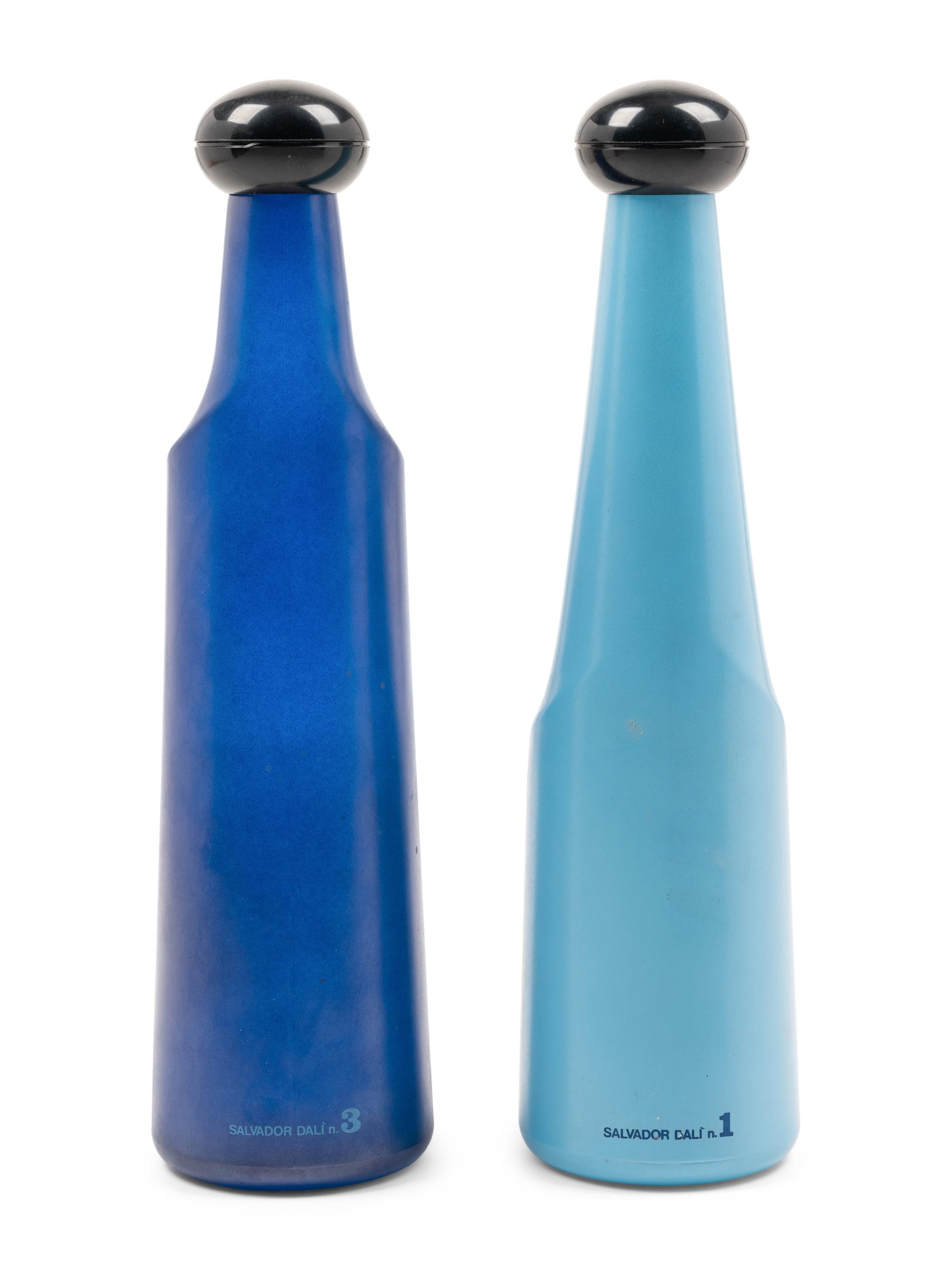 Pair of glass bottles designed by Salvador Dalí for Rosso Antico, Ltd., 1970-72