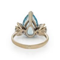 AQUAMARINE, DIAMOND, AND WHITE GOLD RING