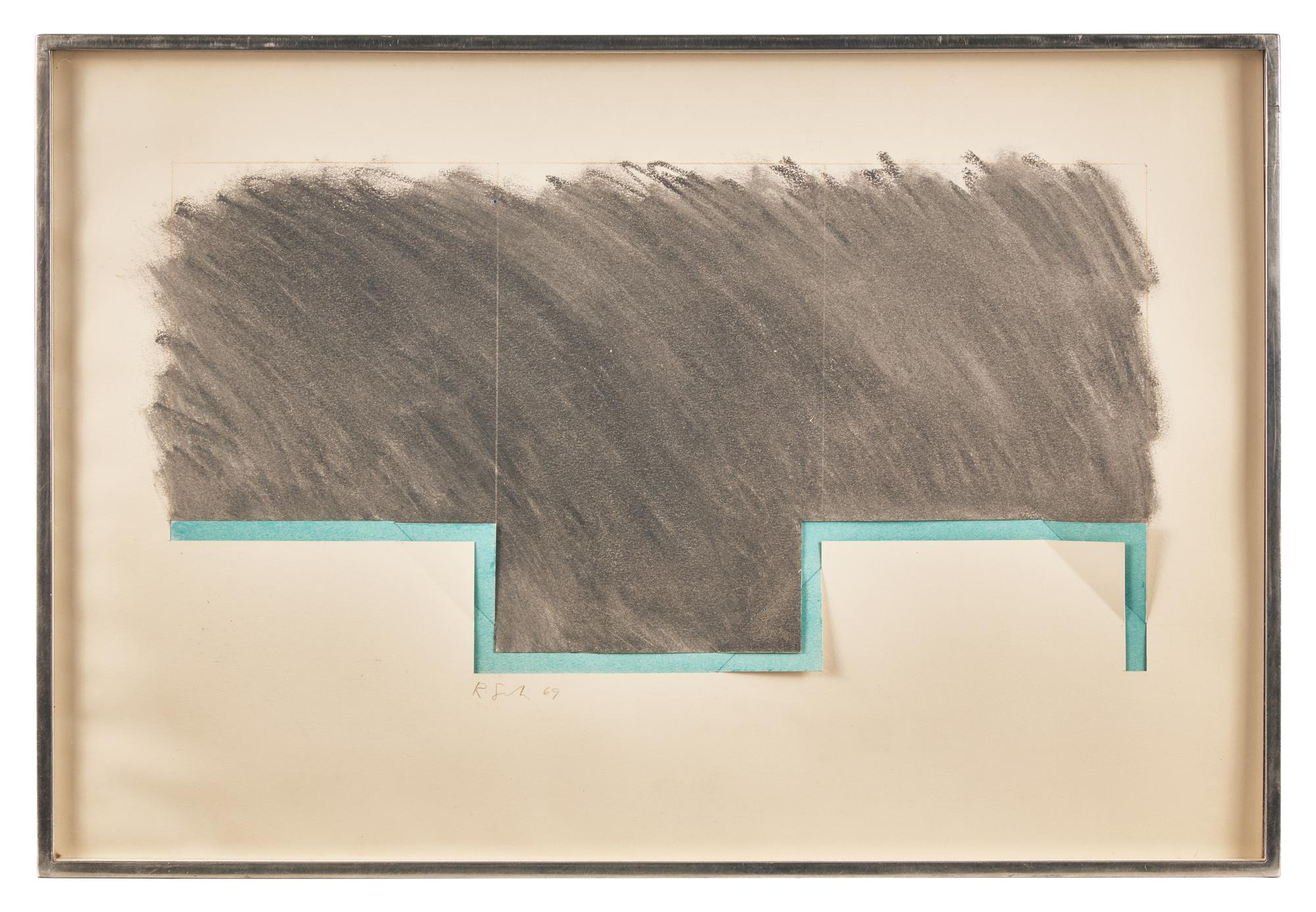 drawing (grey: with blue) , 1969