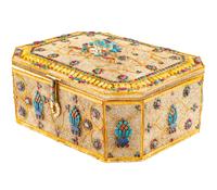 A Large Silvered and Gilt Filigree and Jeweled Box