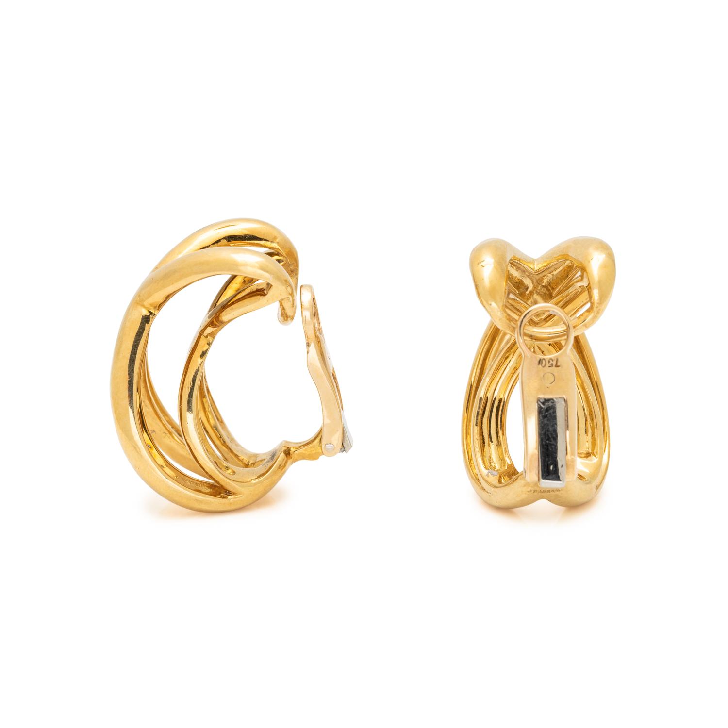 TIFFANY & CO., YELLOW GOLD 'DOUBLE X' EARCLIPS