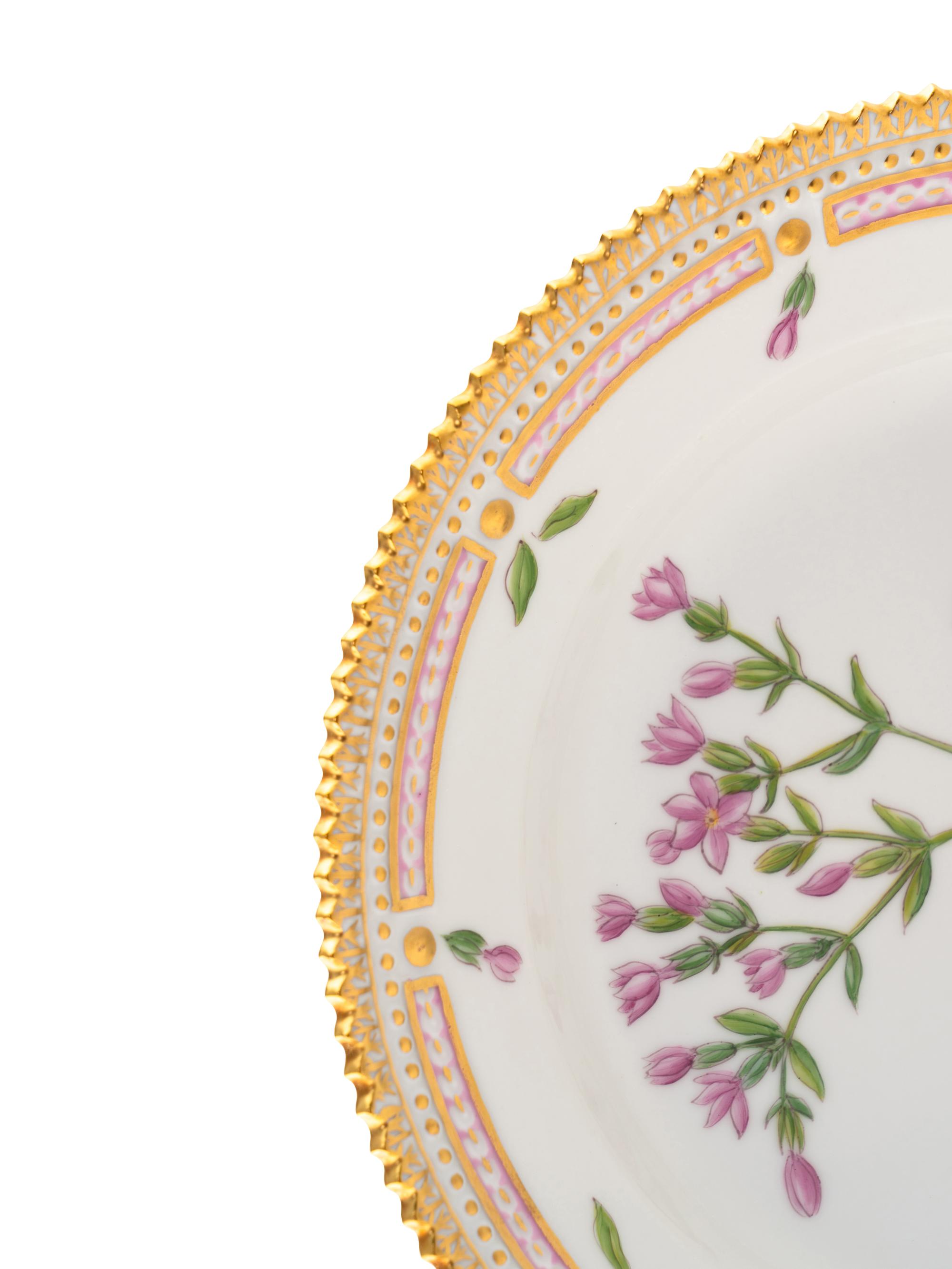 A Set of Eight Royal Copenhagen Flora Danica Porcelain Salad Plates