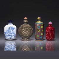 Four Assorted Snuff Bottles 鼻烟壺四支