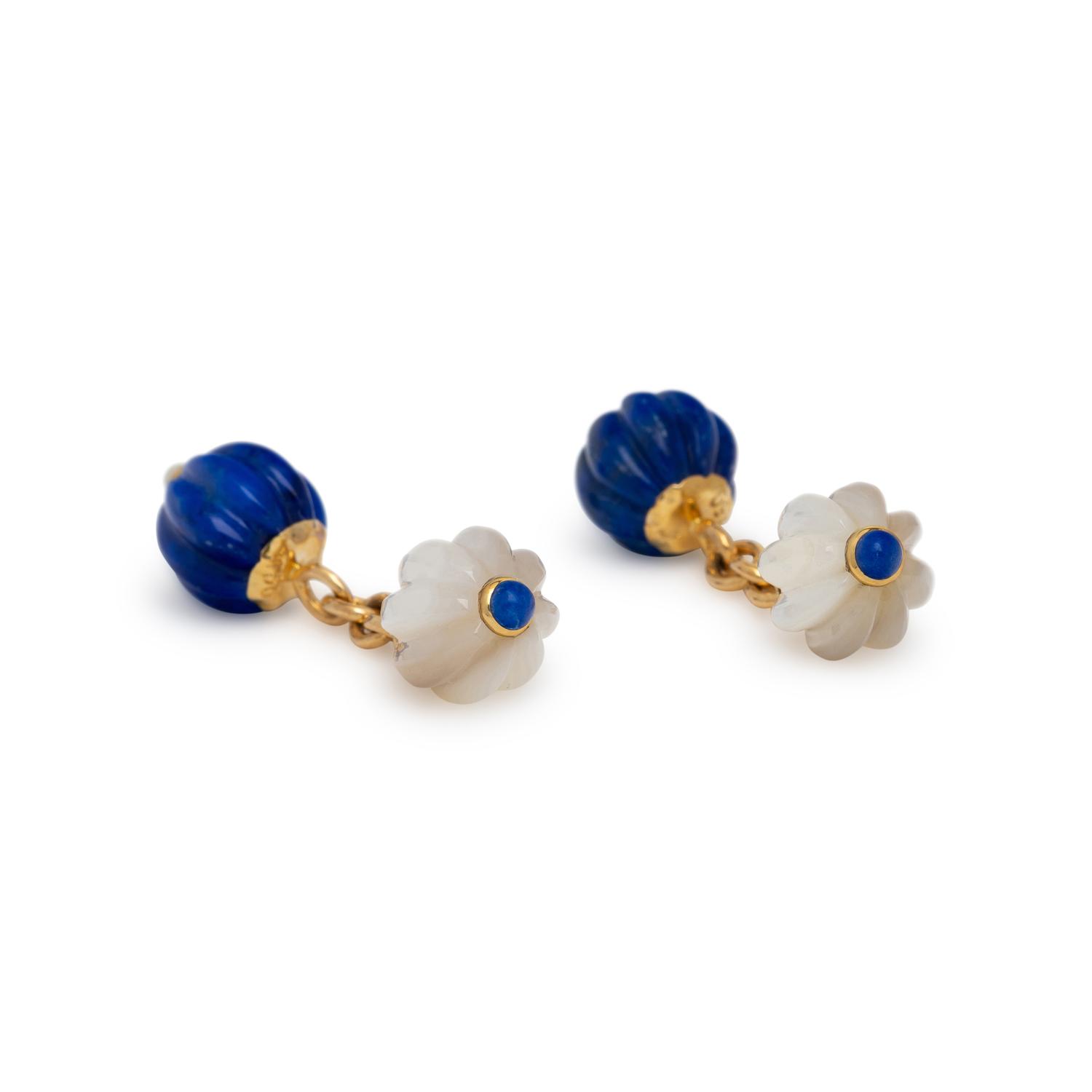 TRIANON, LAPIS LAZULI, MOTHER-OF-PEARL, AND CULTURED PEARL CUFFLINKS