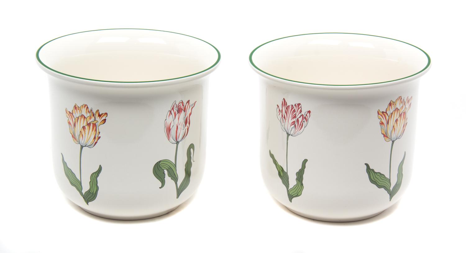 A Pair of Porcelain Tulip Pots Height 6 inches. — 2OTH CENTURY