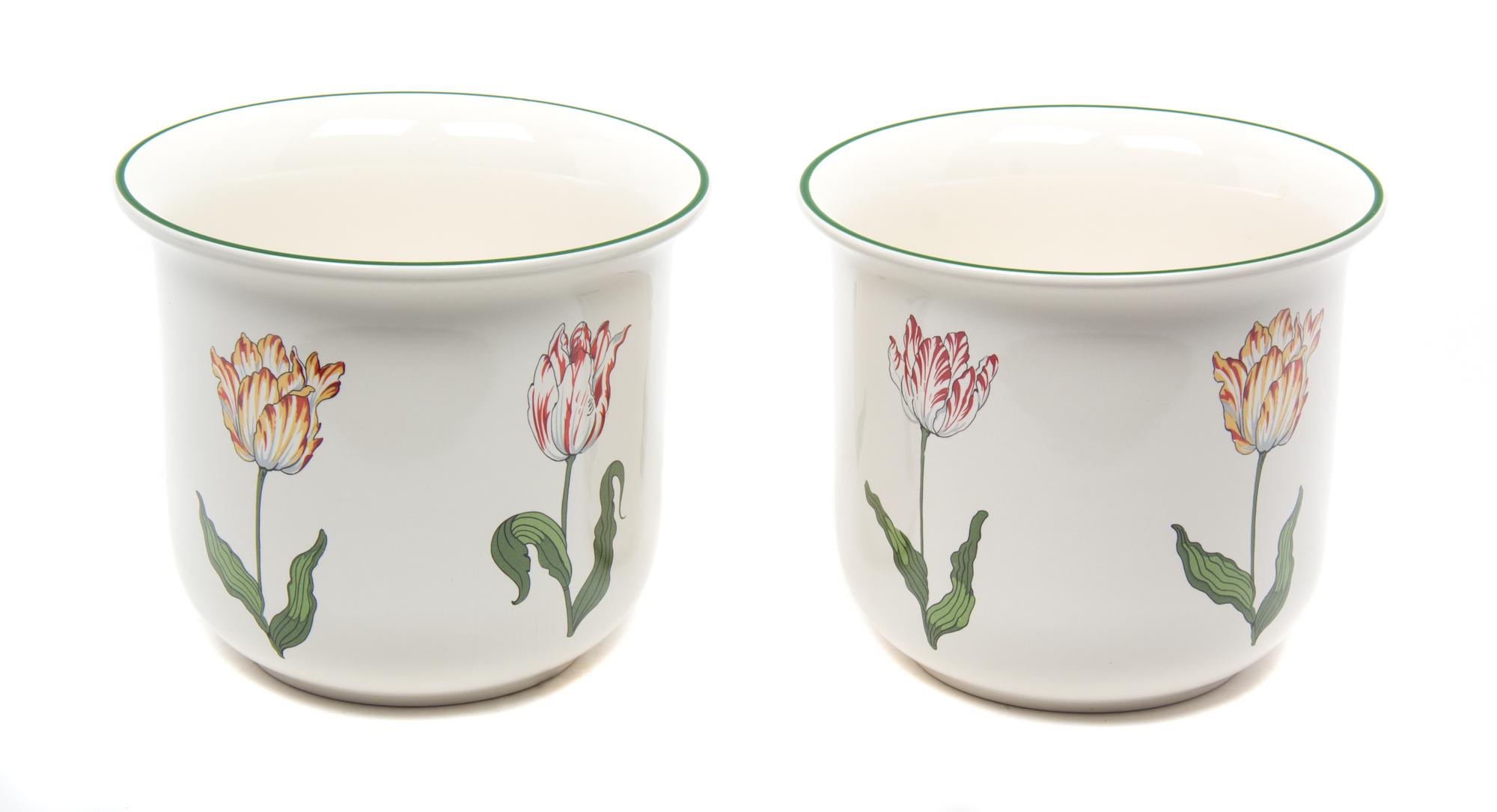 A Pair of Porcelain Tulip Pots Height 6 inches. — 2OTH CENTURY