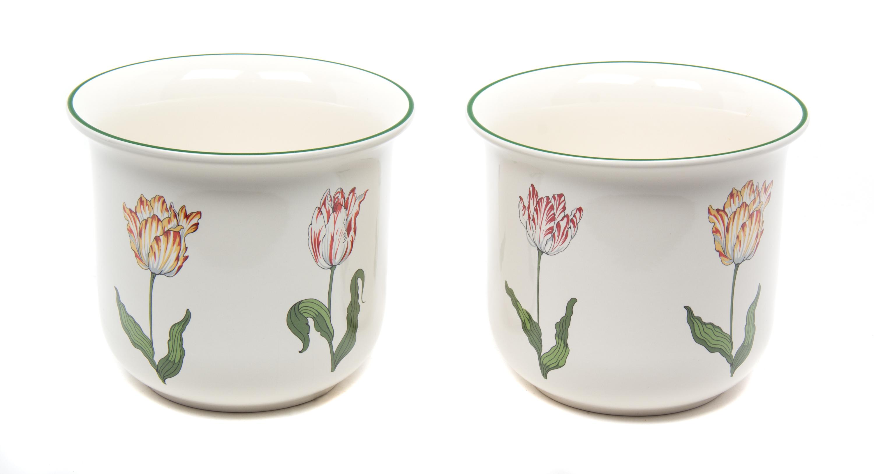 A Pair of Porcelain Tulip Pots Height 6 inches. — 2OTH CENTURY