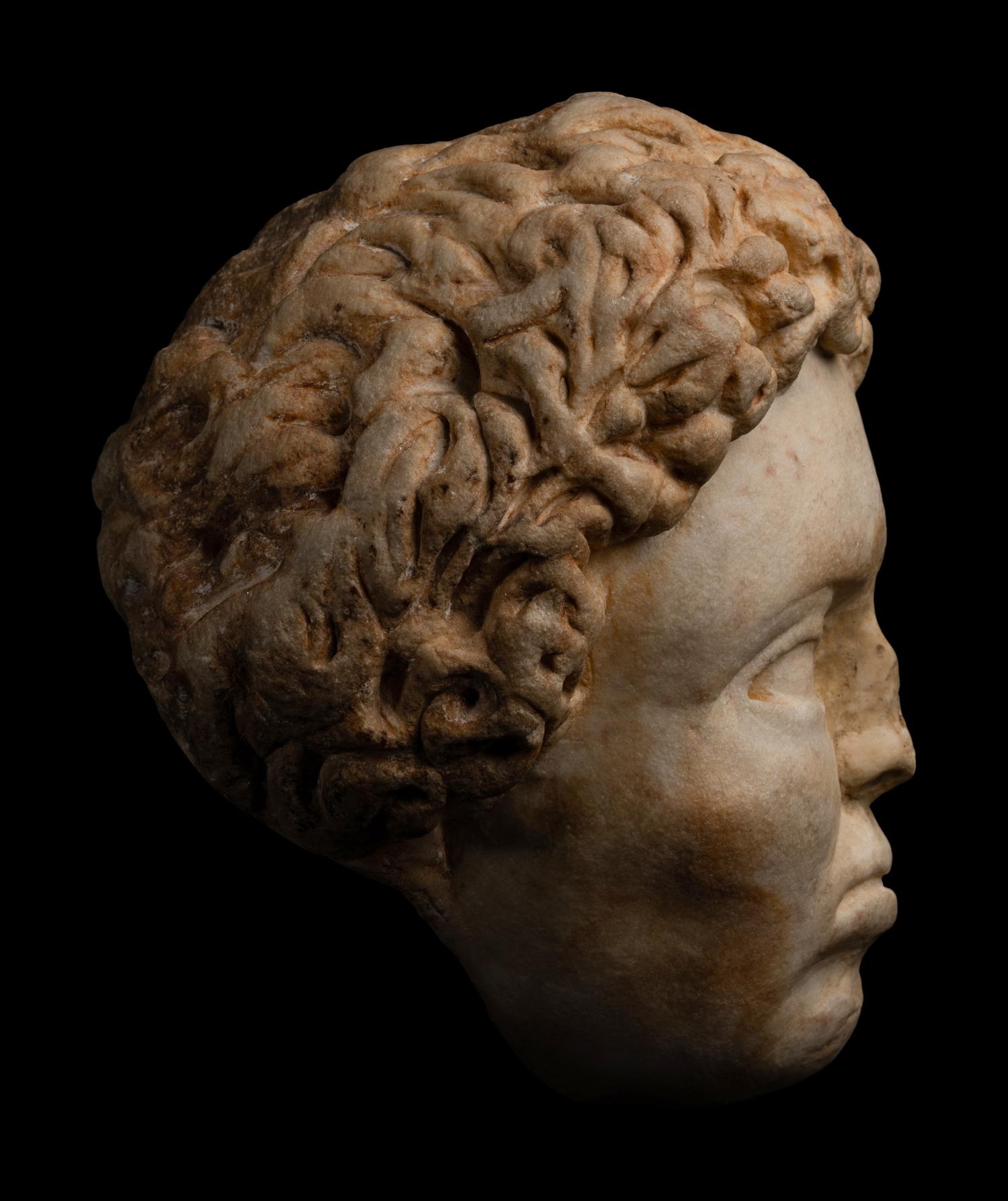 A Roman Marble Head of a Nubian Youth