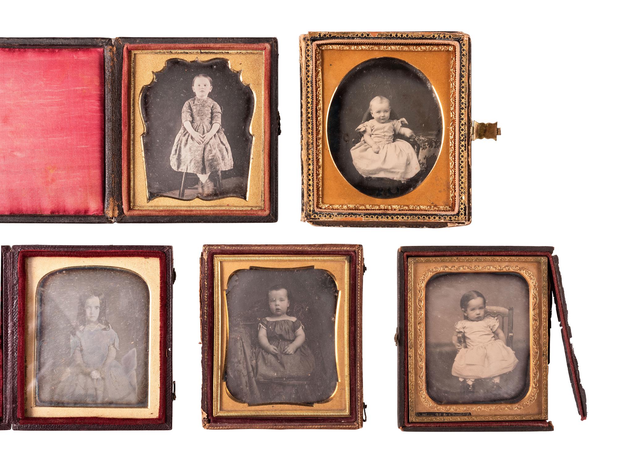 [EARLY PHOTOGRAPHY]. 37 sixth plate daguerreotypes and ambrotypes of young girls.