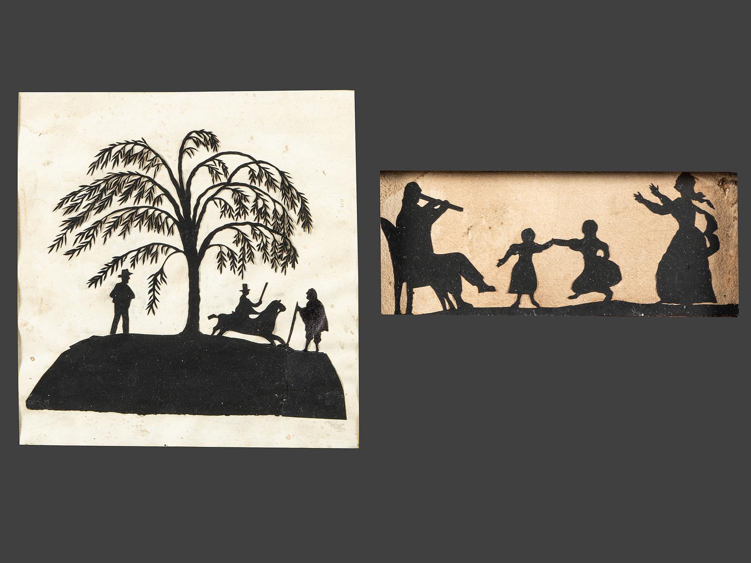 Two Cut Paper Silhouette Scenes
