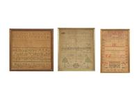 A Group of Three Needlework Samplers, Pennsylvania and New Jersey, 18th and 19th Century