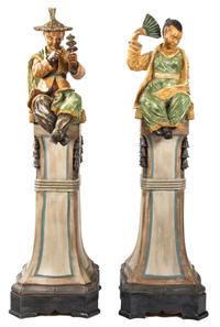 A Pair of Painted Resin Figures Height 66 inches. — 20TH CENTURY