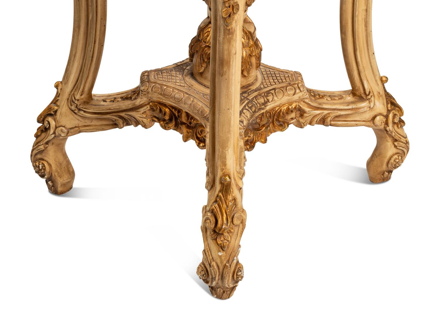 A Pair of Italian Painted and Parcel Gilt Jardinière Stands