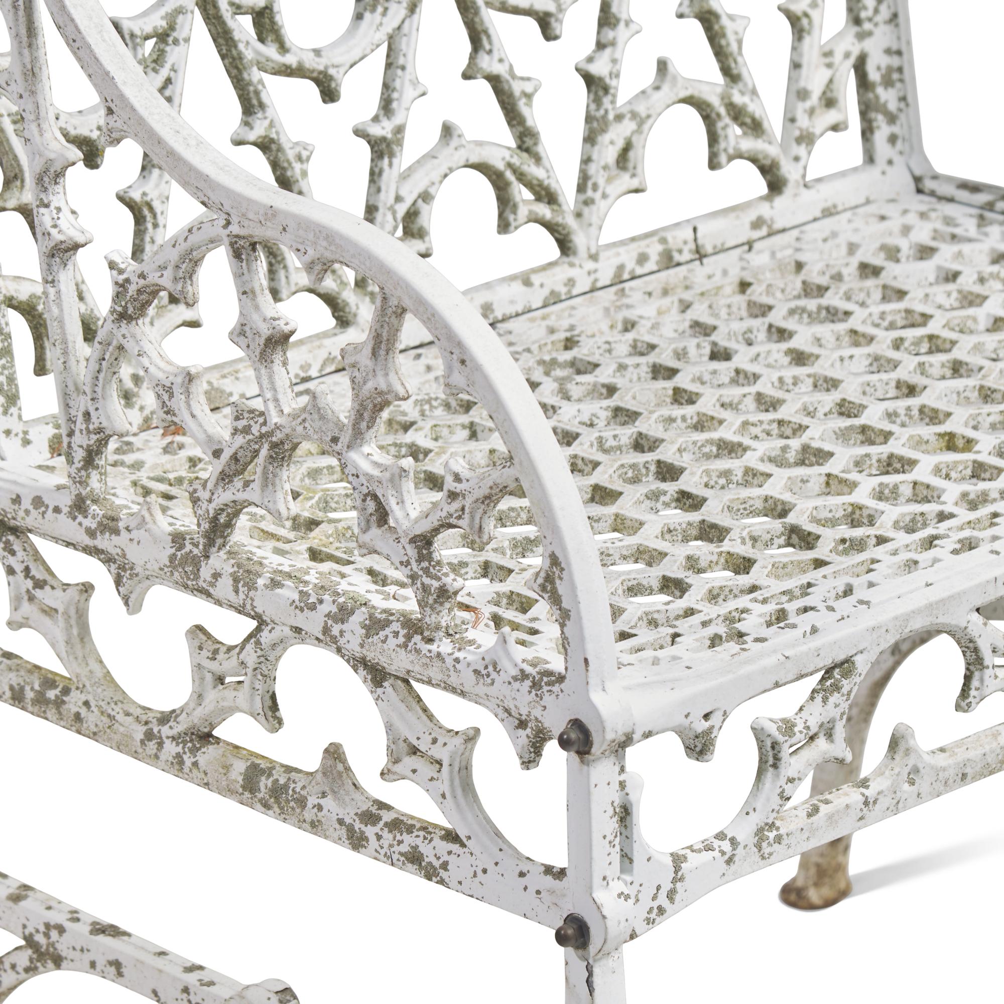 A Pair of Gothic Cast Aluminum Garden Armchairs