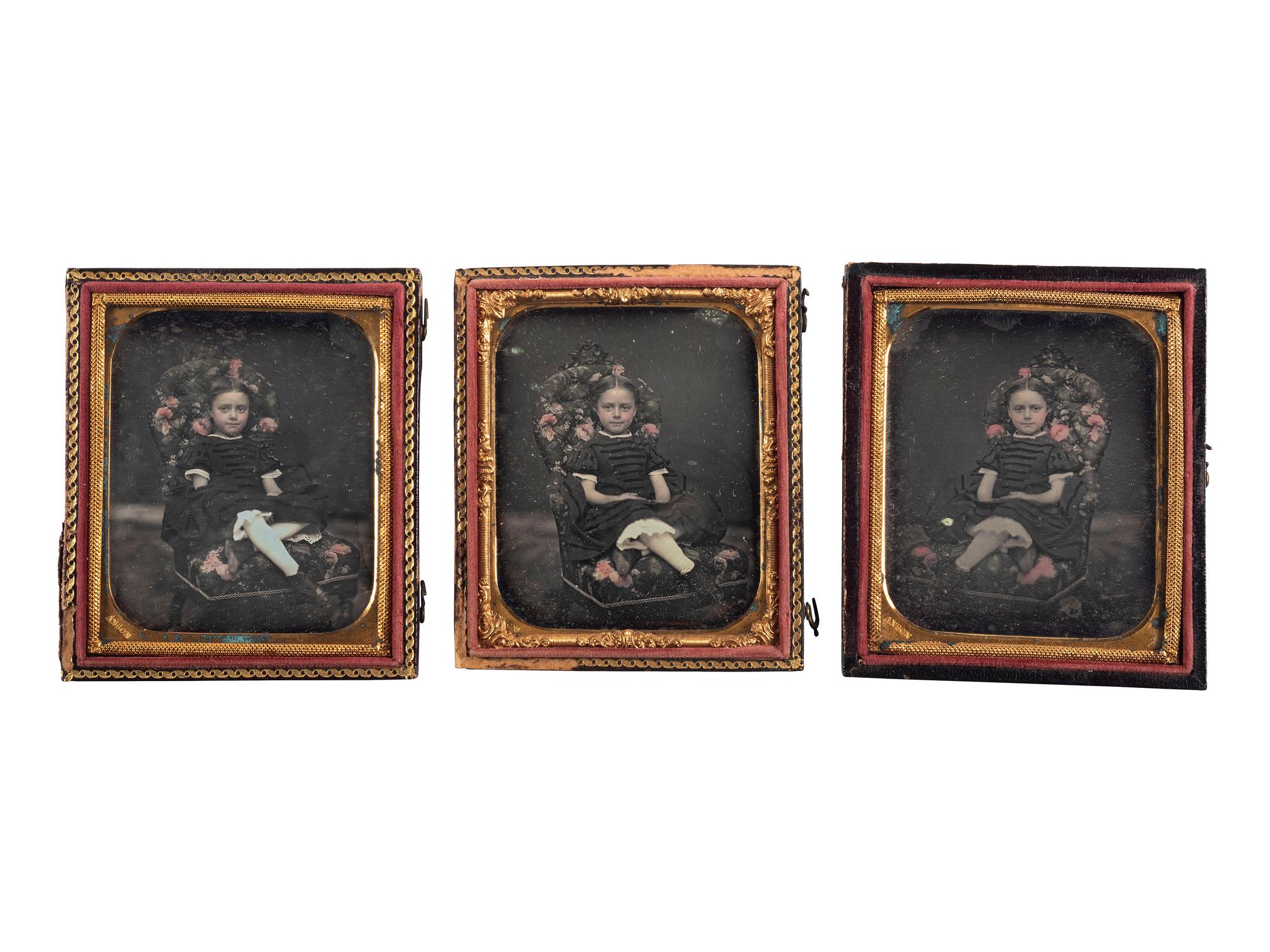 [EARLY PHOTOGRAPHY]. ANSON, Rufus P., photo. 6 cased images, incl. 3 daguerreotypes of the same girl