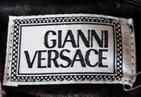 A Gianni Versace Black Leather Men's Pant, Size 48.