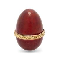 A Gold and Guilloché Enamel Egg-Form Snuff Box