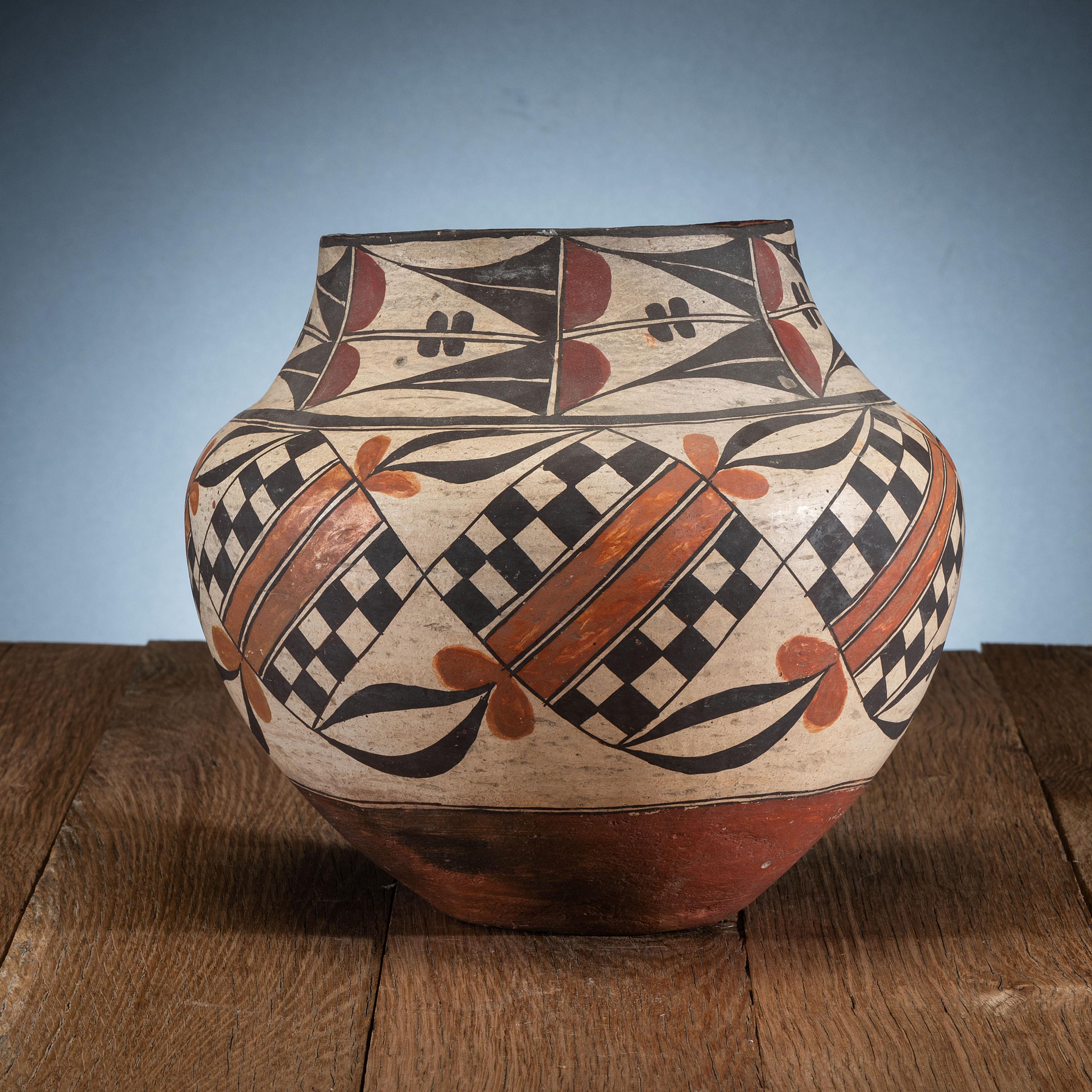Acoma Four-Color Polychrome Pottery Jar
