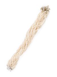 BICOLOR GOLD, PEARL, AND DIAMOND TORSADE BRACELET
