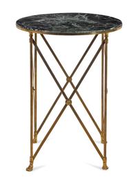 A Neoclassical Style Brass Marble-Top Side Table