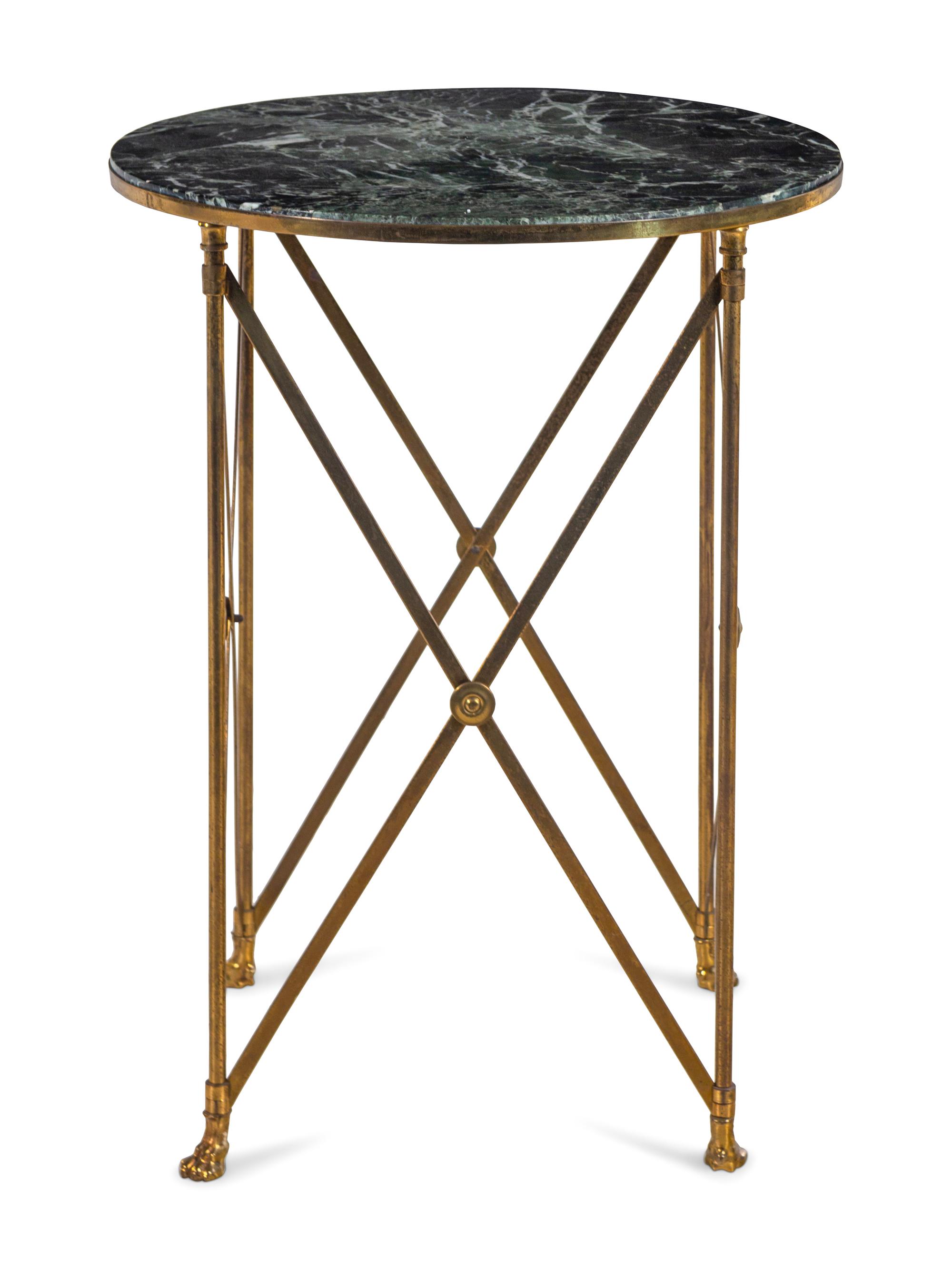 A Neoclassical Style Brass Marble-Top Side Table