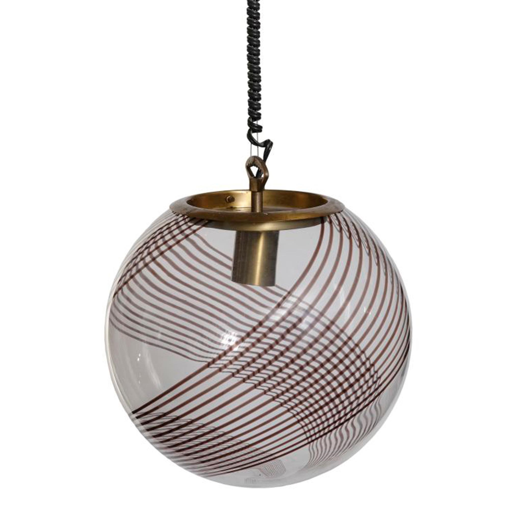 A Mid-Century Brass and Glass Light Fixture 16" W x 16" D x 36" H — Italy, Mid-20th Century