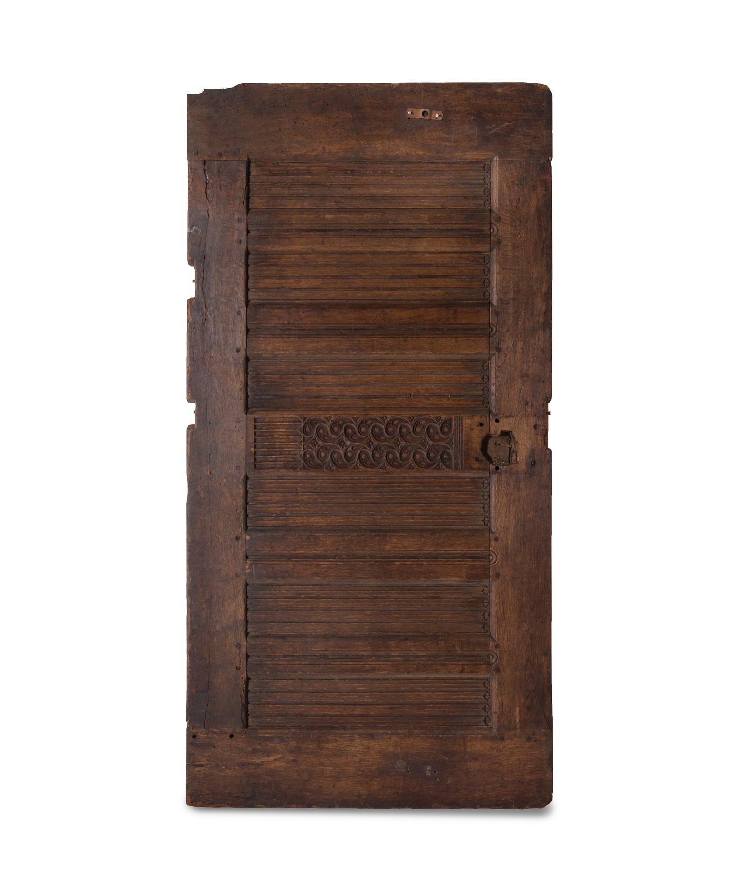 A Gothic Style Linenfold-Carved Oak Door