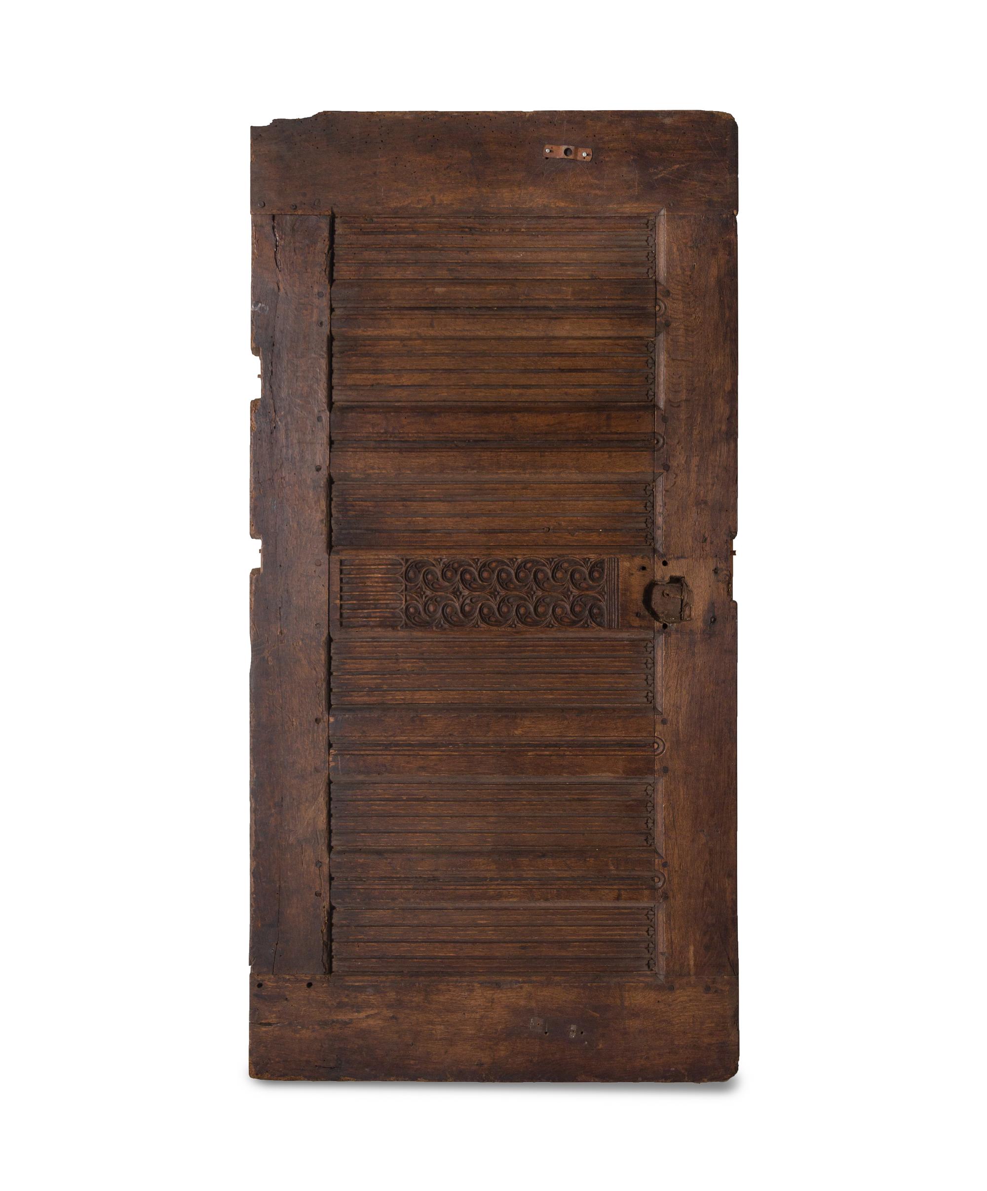 A Gothic Style Linenfold-Carved Oak Door