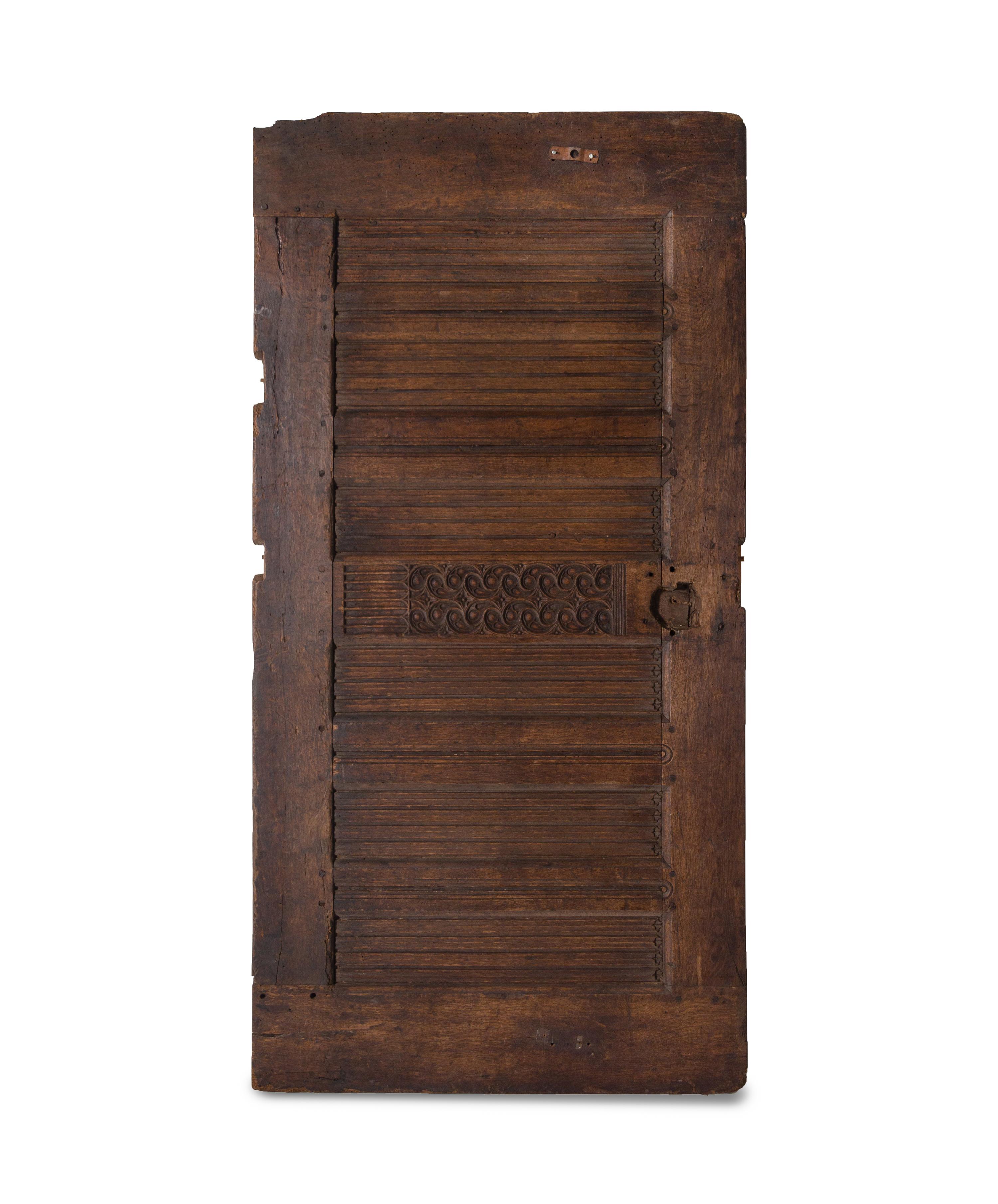 A Gothic Style Linenfold-Carved Oak Door